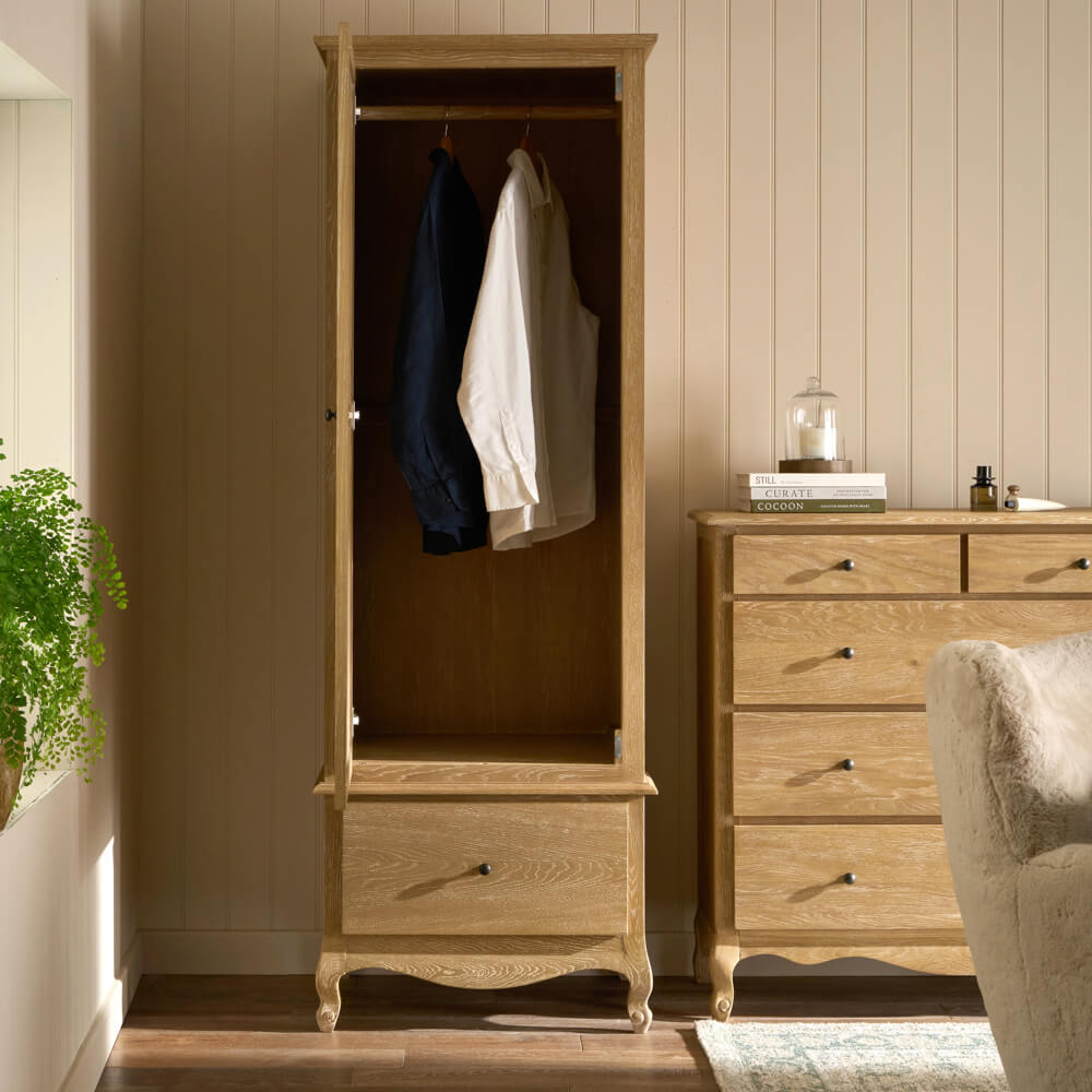 Sienna Beau 1 Door Wardrobe, Weathered Oak